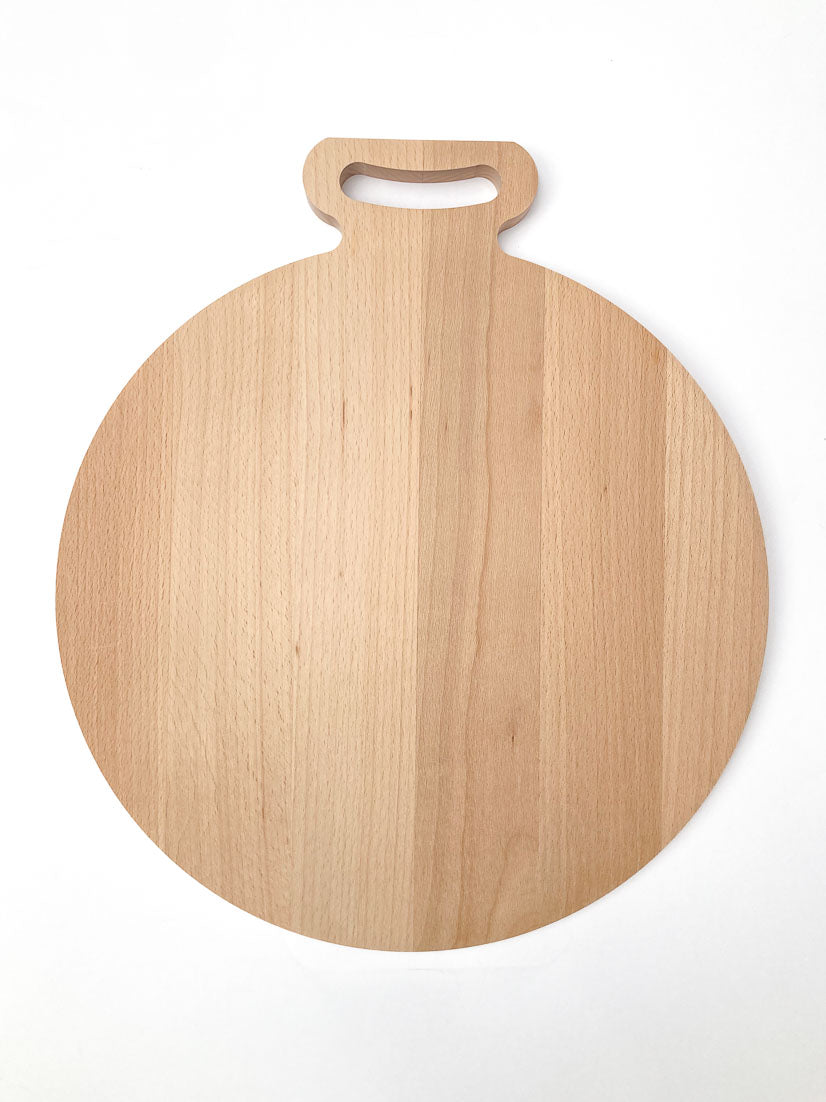 Borrelplank Torno - 40cm Doorsnede - Rond - Beukenhout - Met tekst of logo gravering - houtensnijplankenmetlogo.nl