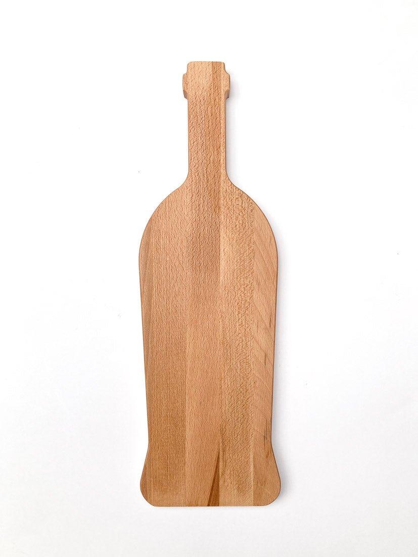 Borrelplank Fles - Met naam of logo gravering - 47,5 cm x 15 cm - houtensnijplankenmetlogo.nl