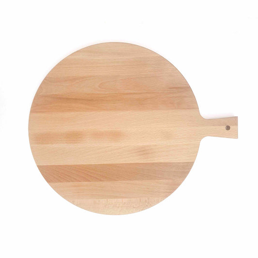 Serveerplank Redonda XXL met Handvat - 50cm Doorsnede - Beukenhout - houtensnijplankenmetlogo.nl