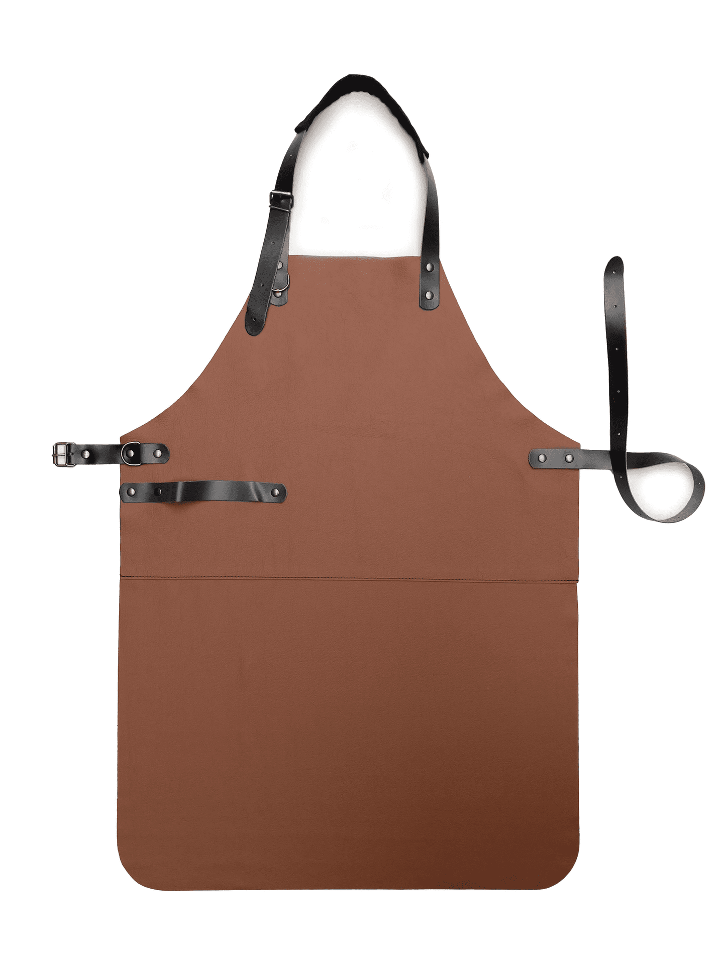 Leren BBQ Schort met naam of logo - Cognac - houtensnijplankenmetlogo.nl