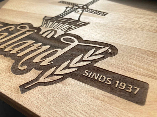 Borrelplank Torno - 40cm Doorsnede - Rond - Beukenhout - Met tekst of logo gravering - houtensnijplankenmetlogo.nl