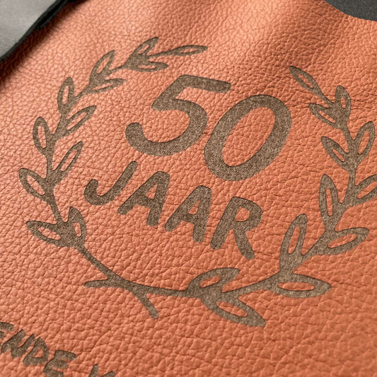 Leren BBQ Schort met naam of logo - Cognac