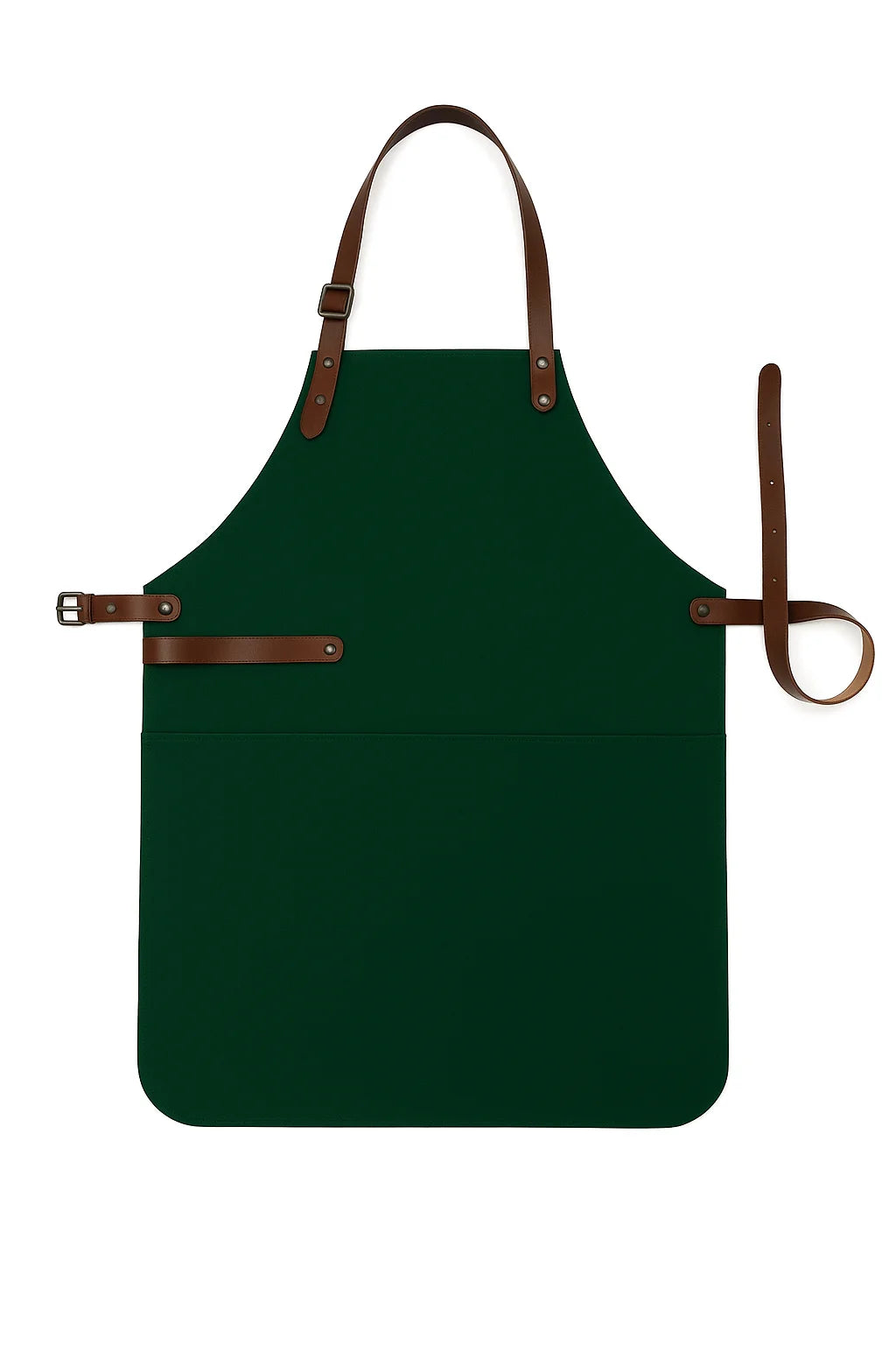 Leren BBQ Schort met naam of logo - Donker (EGG) Groen