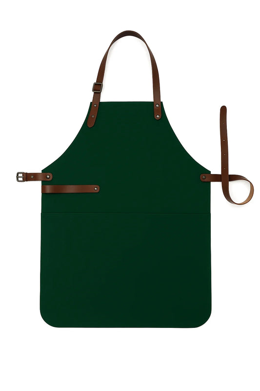 Leren BBQ Schort met naam of logo - Donker (EGG) Groen