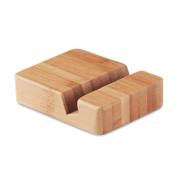 Bamboe Telefoonhouder met Naam of Logo Gegraveerd | Gepersonaliseerd Bureau-accessoire