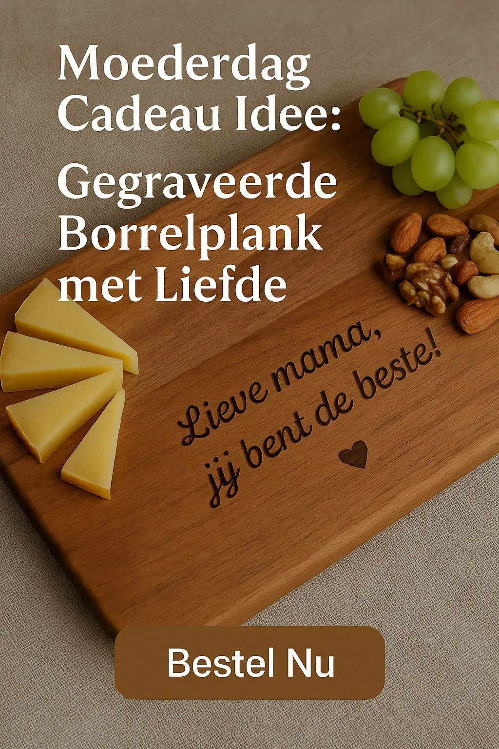 Het Ultieme Moederdag Cadeau: Een Gegraveerde Borrelplank vol Liefde - houtensnijplankenmetlogo.nl