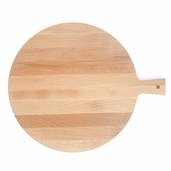 Borrelplank Redonda XXL met Handvat - 50cm Doorsnede - Met naam, tekst of logo gravering - Beukenhout