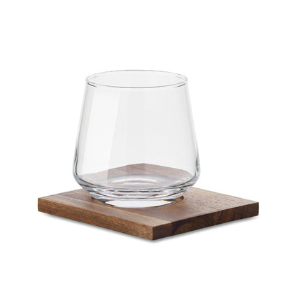 Whiskeyglas met Houten Onderzetter Gegraveerd | Gepersonaliseerd Cadeauset