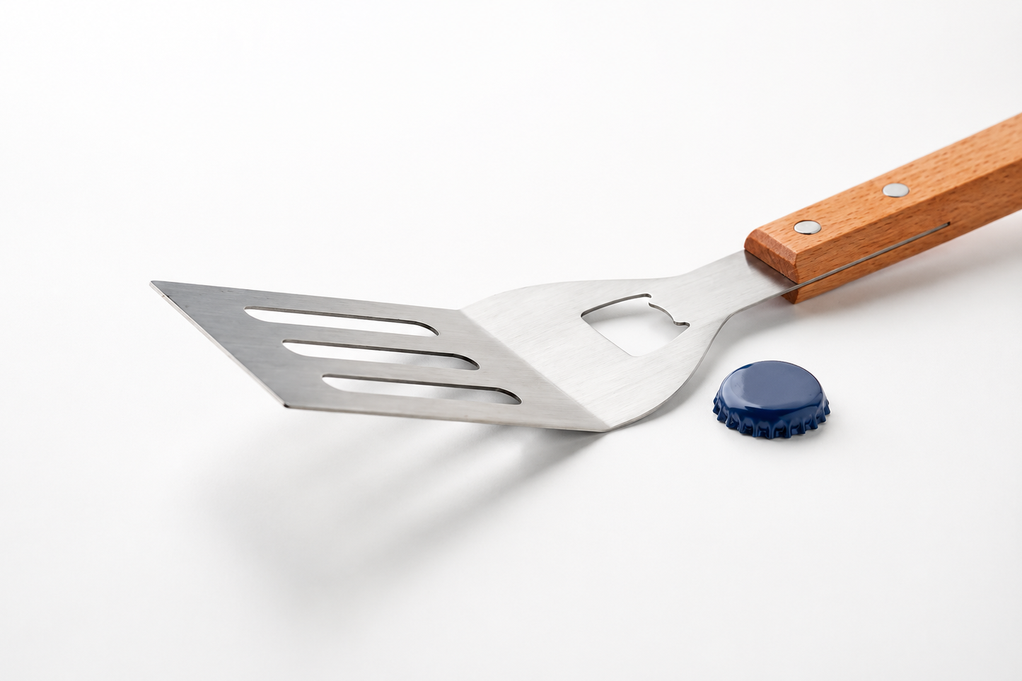 BBQ Spatel met Flesopener en Gravering - Houten Handvat