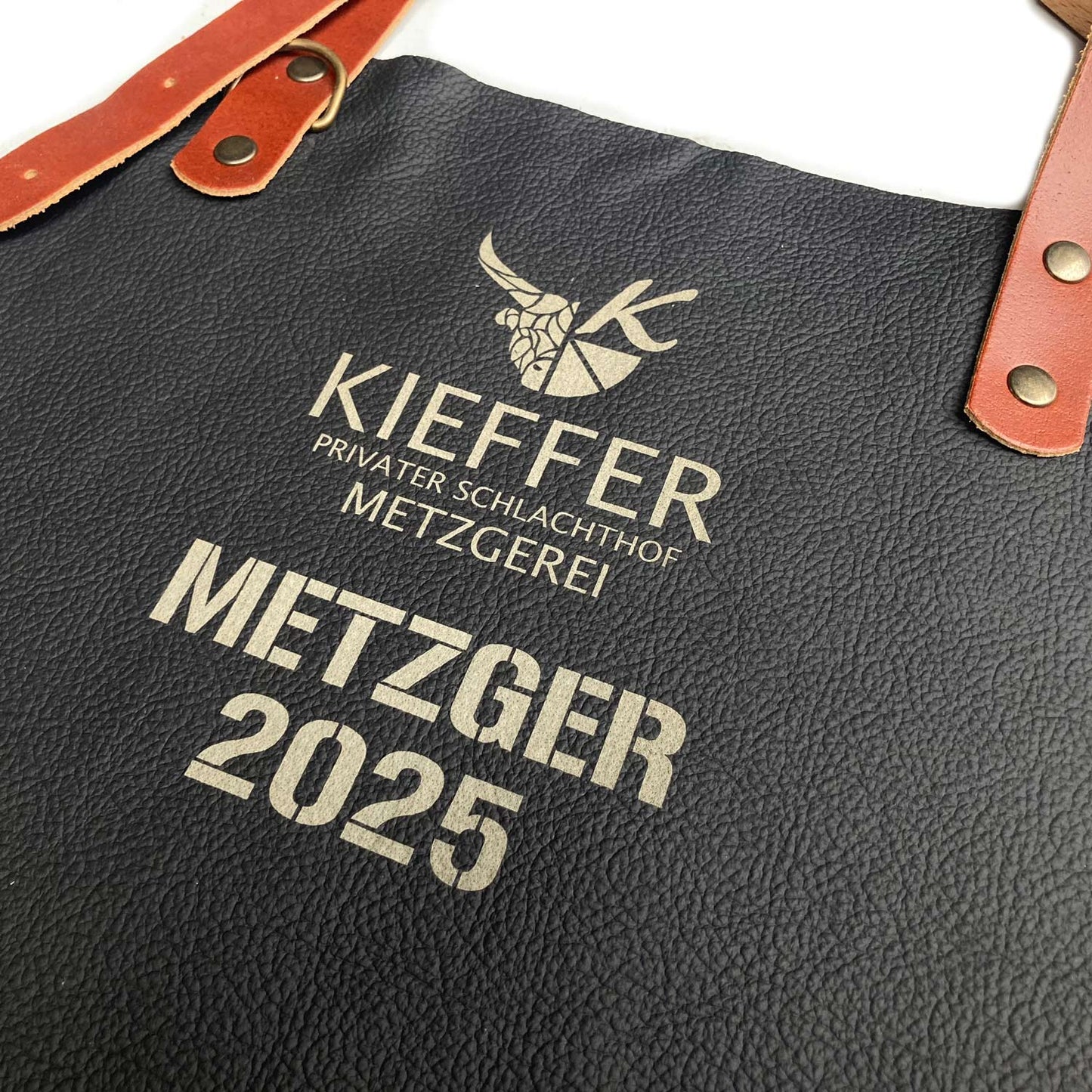 Leren BBQ Schort met naam of logo - Zwart