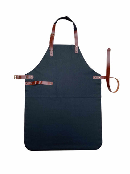 Leren BBQ Schort met naam of logo - Zwart