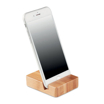 Bamboe Telefoonhouder met Naam of Logo Gegraveerd | Gepersonaliseerd Bureau-accessoire