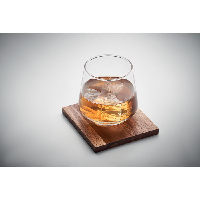Whiskeyglas met Houten Onderzetter Gegraveerd | Gepersonaliseerd Cadeauset
